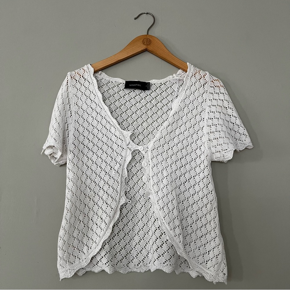 MINKPINK White Crochet Cardigan
